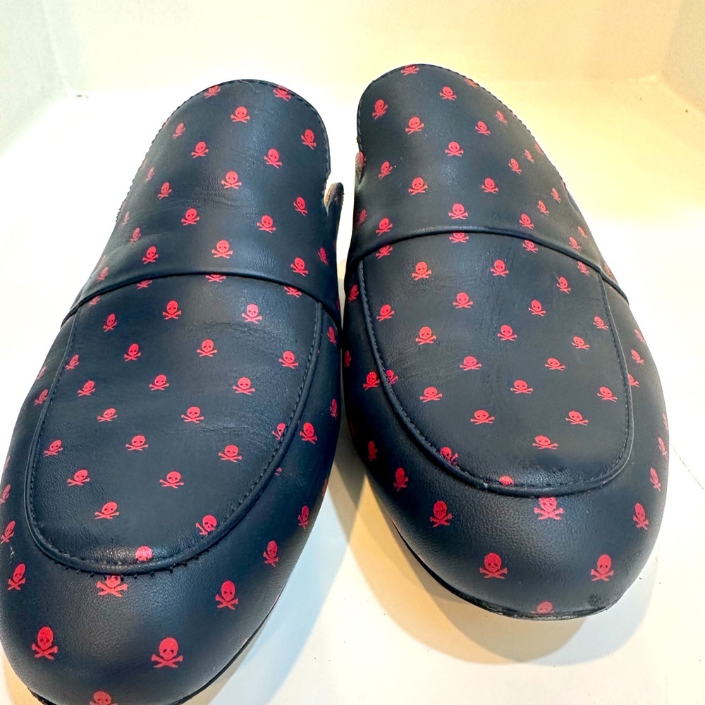 G/Fore G4 Leather Killer T’s Skull Mules Twilight Navy Loafers G4LS21F03 Size 9